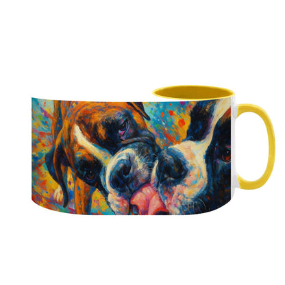 Custom 15oz pet photo mug with professionally edited image showing wrapper
