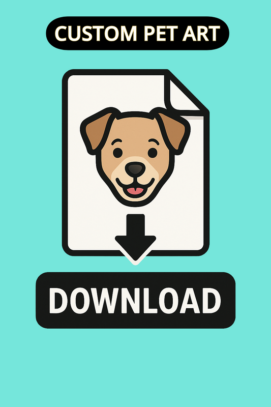 Custom digital artwork of dog created from customer photo – printable high-resolution PNG for shirts, mugs, and gifts.