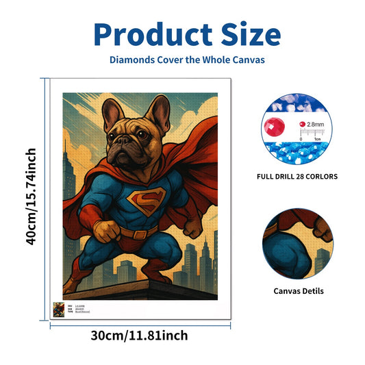 Diamond Painting size chart showing canvas dimensions for the 12x16 custom pet diamond painting kit.