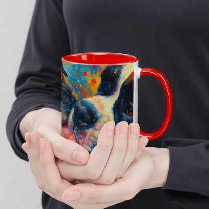 Person holding Custom 15oz pet photo mug with professionally edited image.